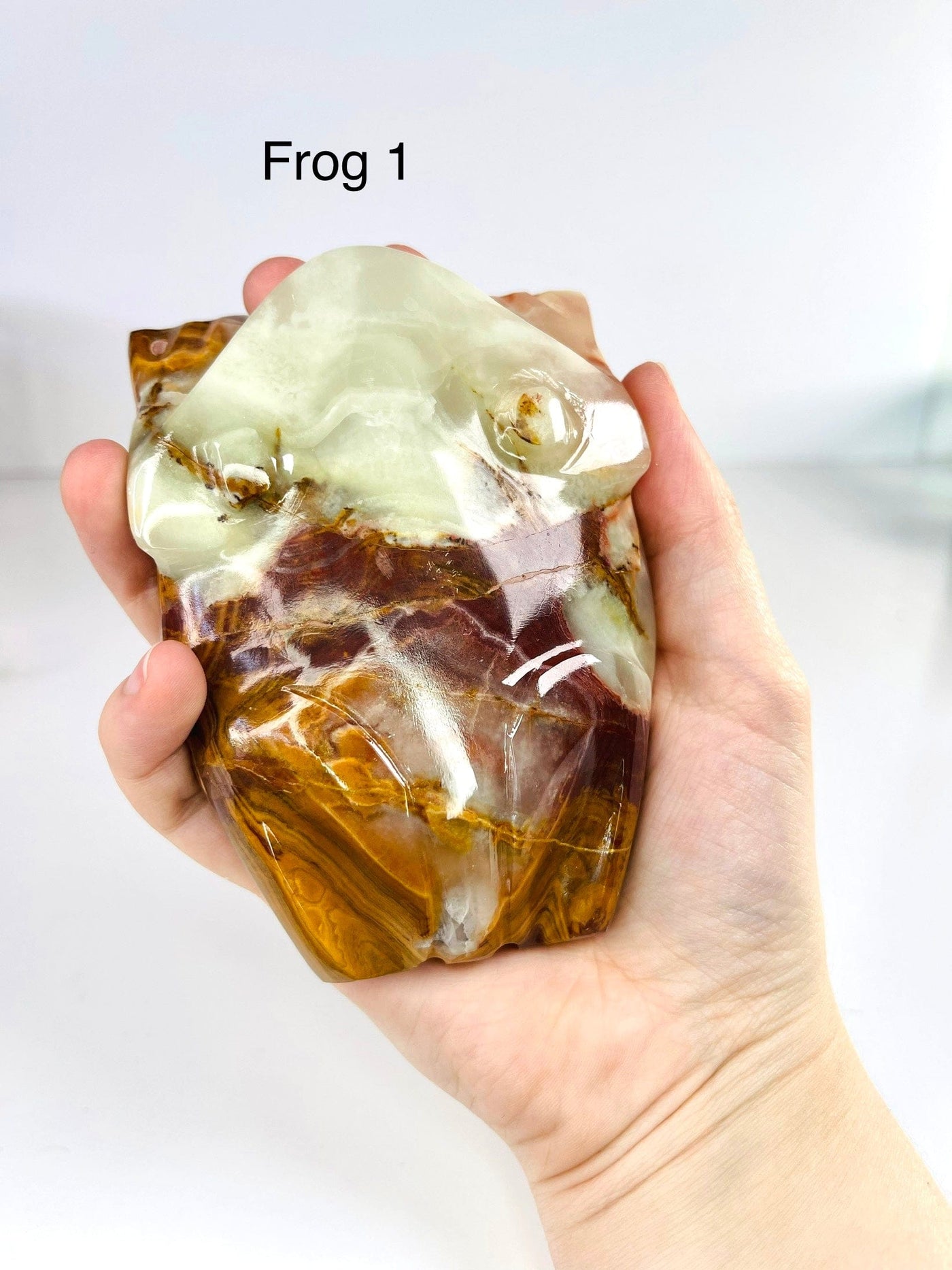 Frog & Dolphin Banded Onyx Carving
