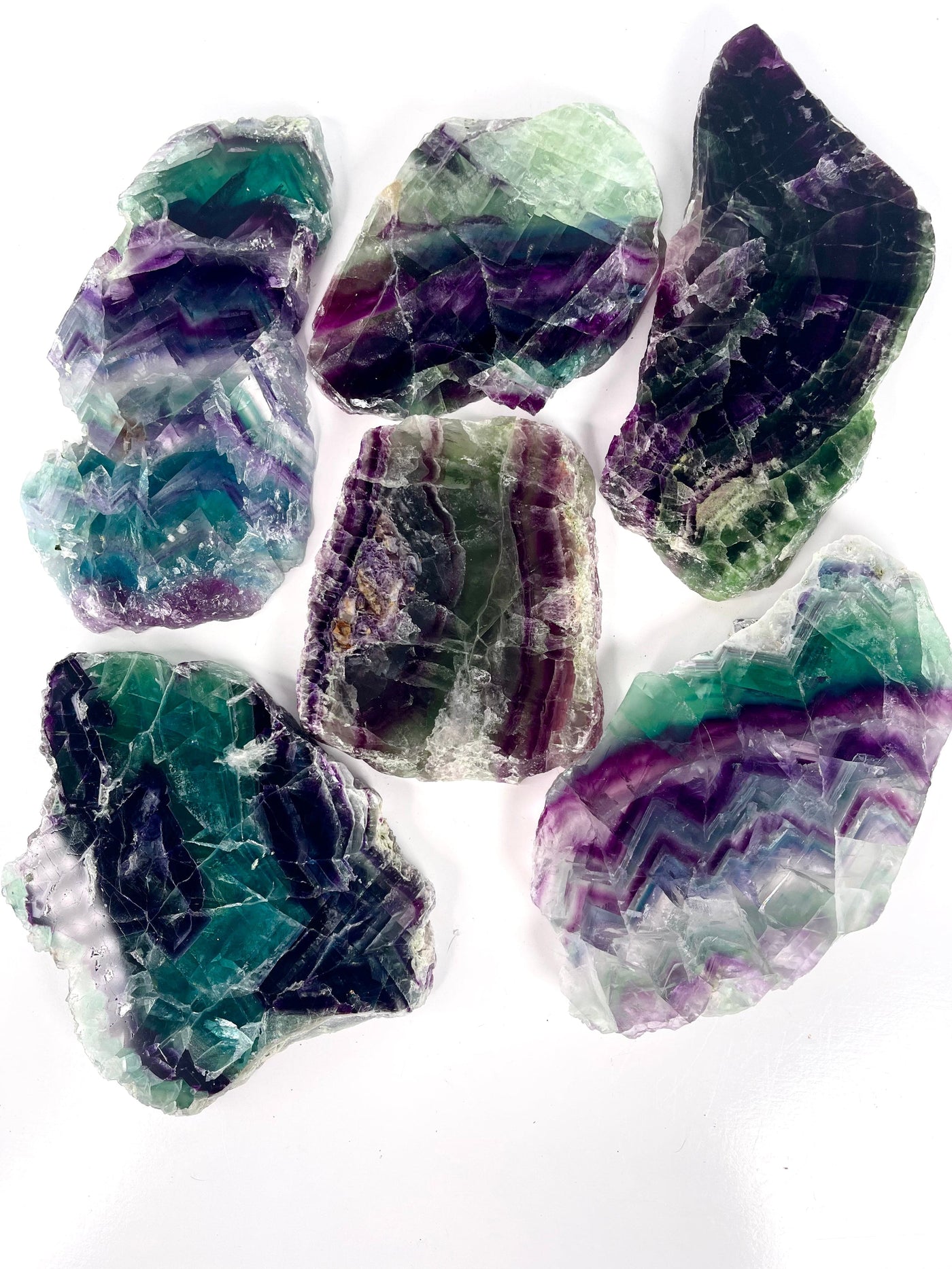 Fluorite rainbow Slab Crystal gemstones online Power healing crystals Zodiac crystal associations Crystal decor ideas